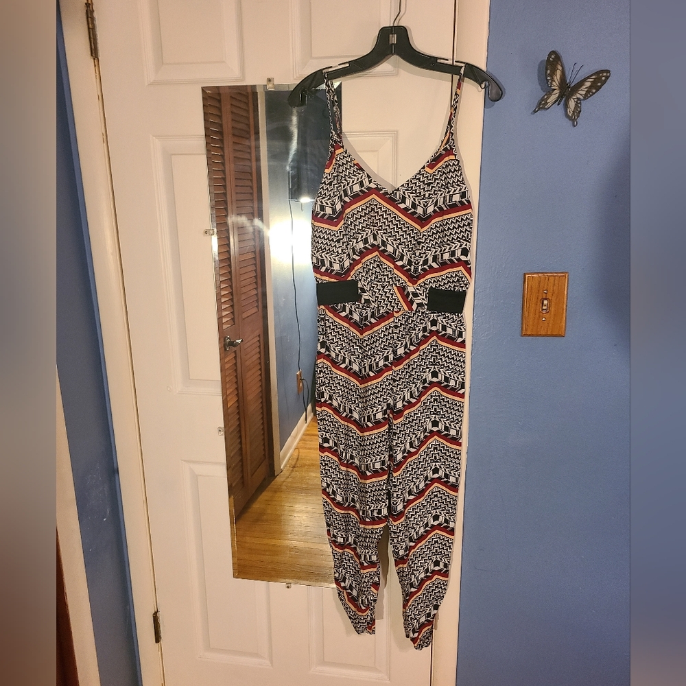 Material Girl Stylish Black and Red Patterned Jumpsuit